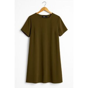 Lulus Shirt and Shout Olive Green Mini Shift Dress Womens XL Short Sleeve Casual
